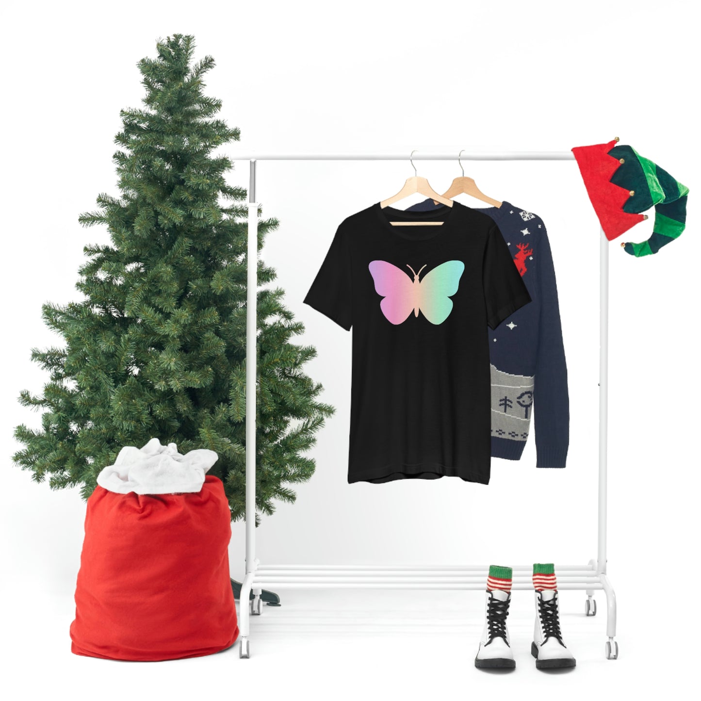 Butterfly Pink and Green Unisex Jersey Short Sleeve Tee