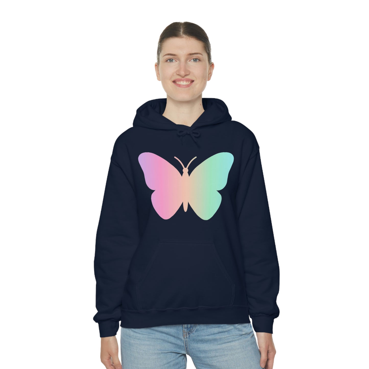 Butterfly Pink and Green Unisex Heavy Blend™ Hooded Sweatshirt