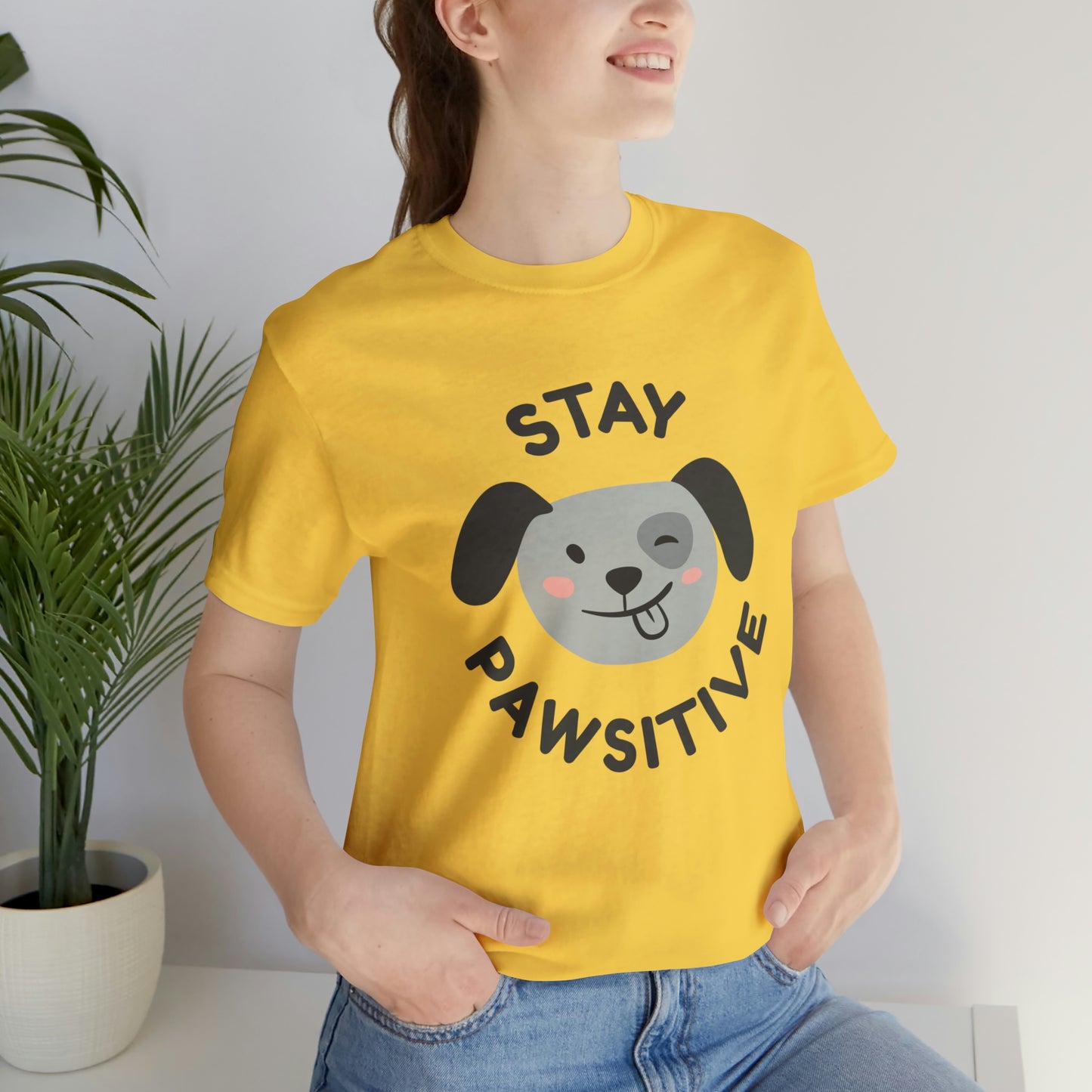 Stay Pawsitive Unisex Jersey Short Sleeve Tee