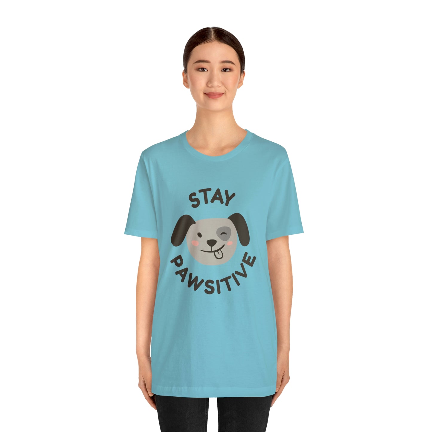 Stay Pawsitive Unisex Jersey Short Sleeve Tee