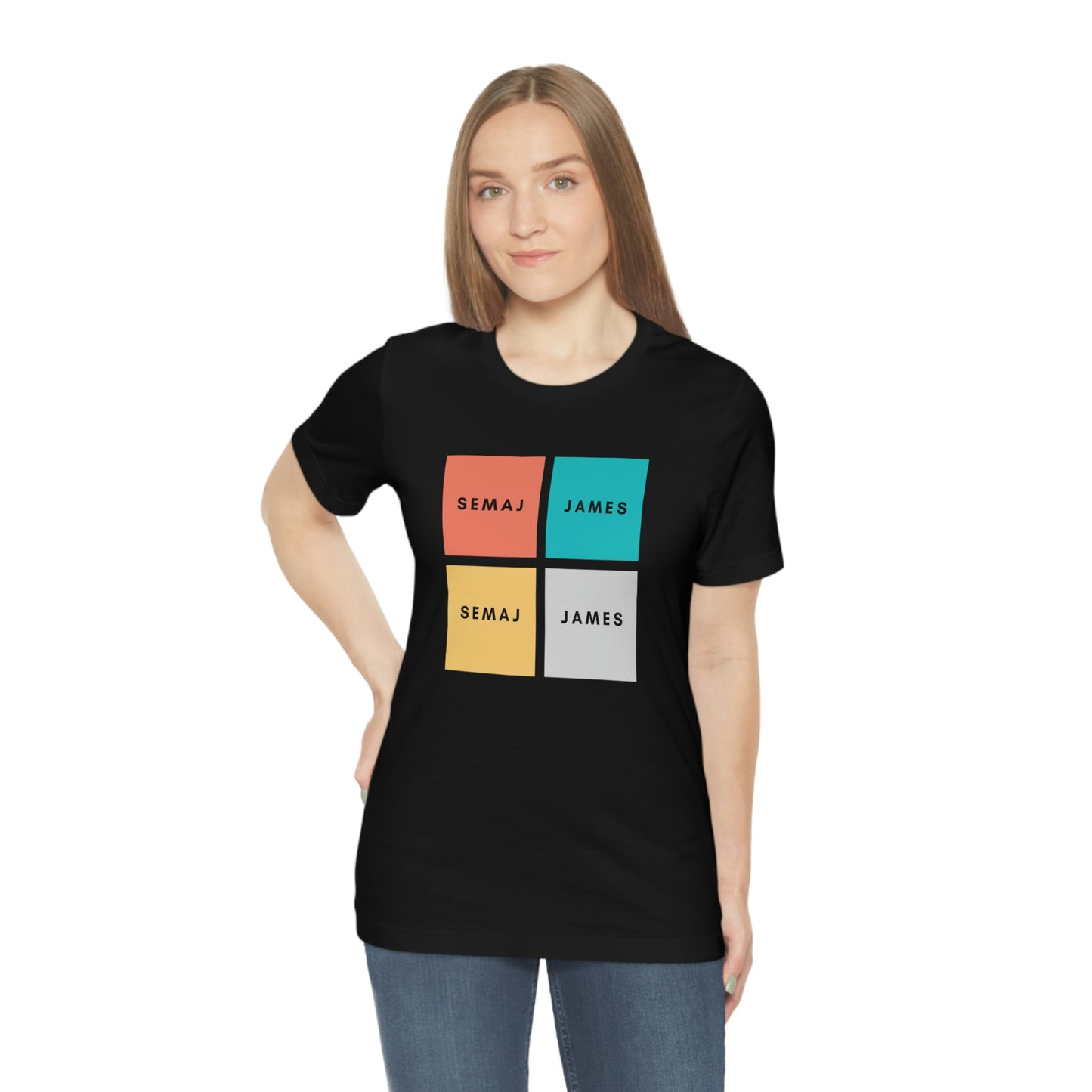 Colorful Square Semaj James Unisex Jersey Short Sleeve Tee