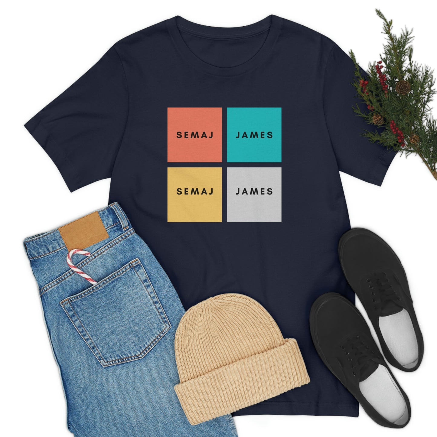 Colorful Square Semaj James Unisex Jersey Short Sleeve Tee