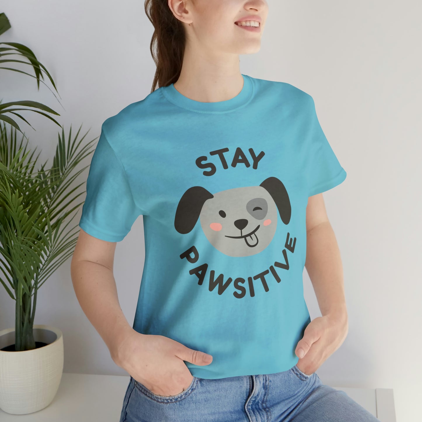 Stay Pawsitive Unisex Jersey Short Sleeve Tee