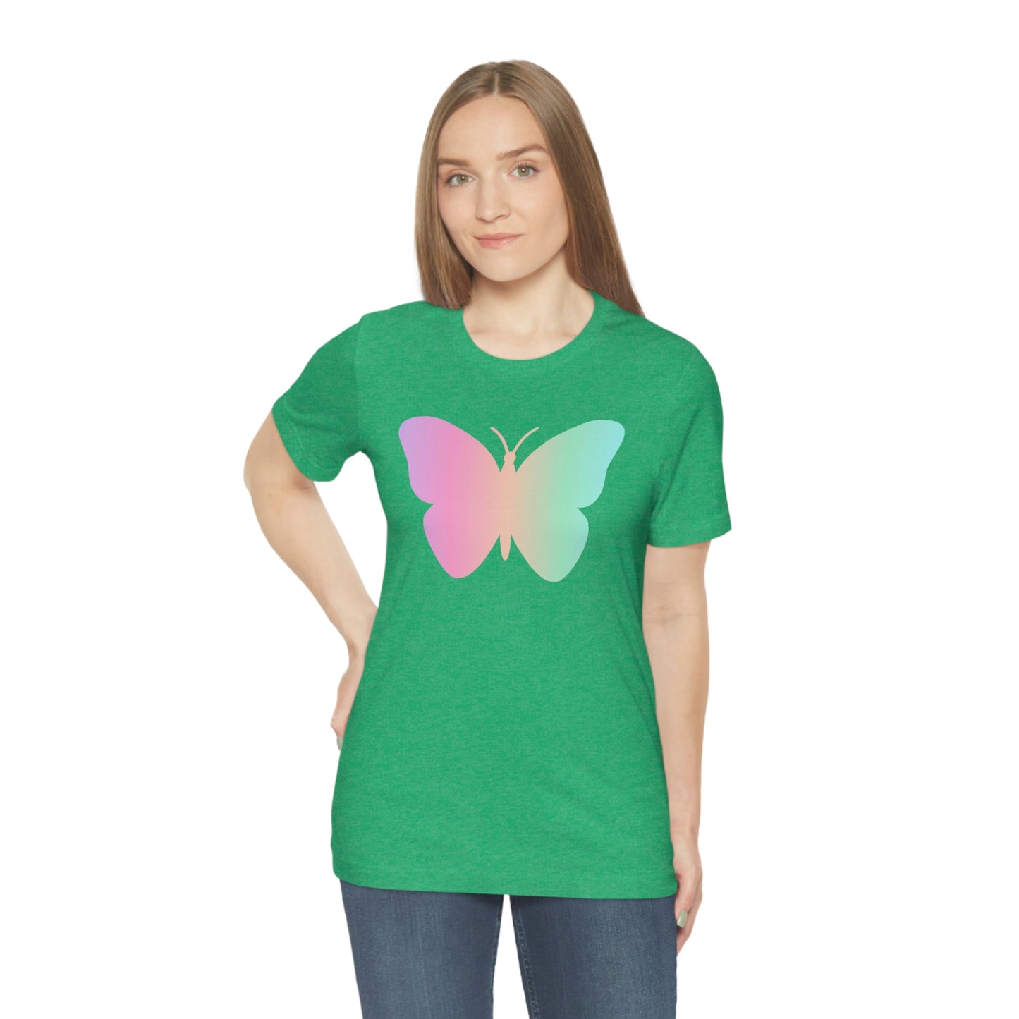 Butterfly Pink and Green Unisex Jersey Short Sleeve Tee