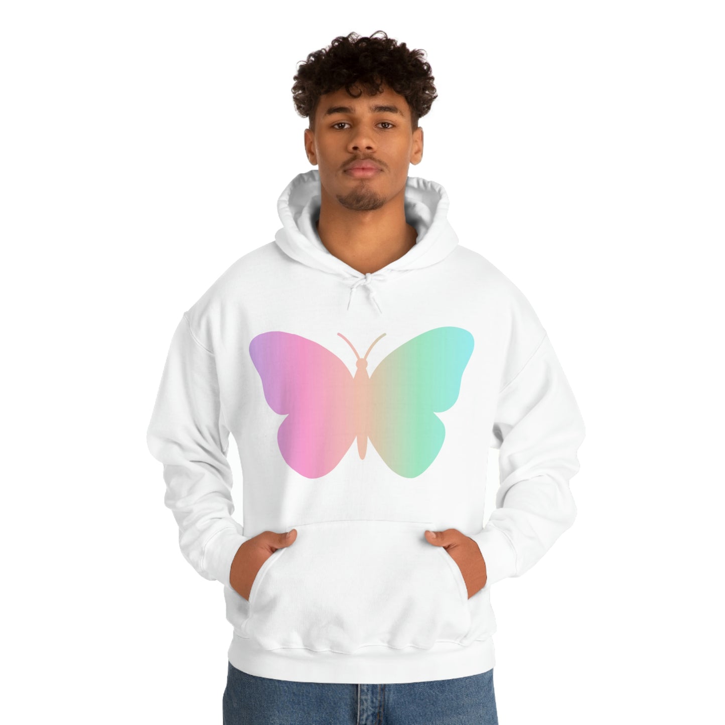 Butterfly Pink and Green Unisex Heavy Blend™ Hooded Sweatshirt