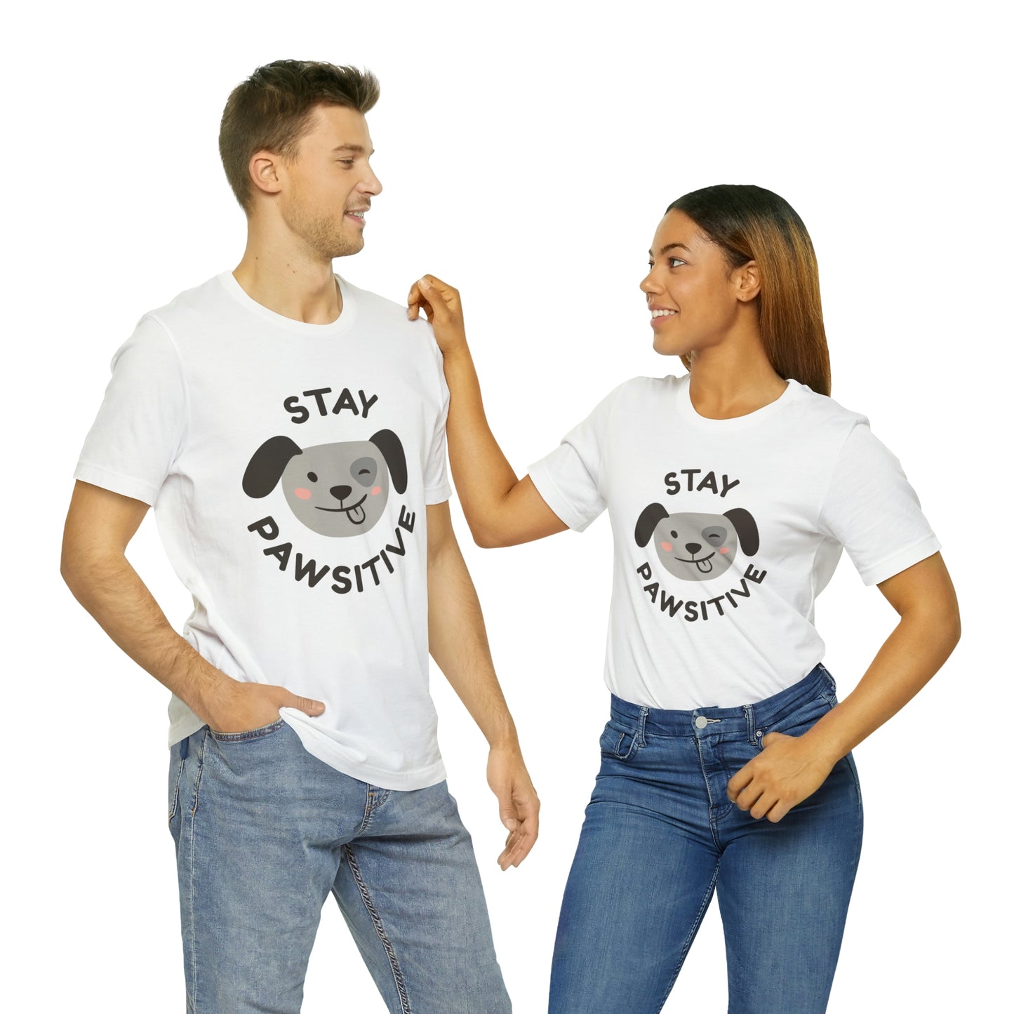 Stay Pawsitive Unisex Jersey Short Sleeve Tee