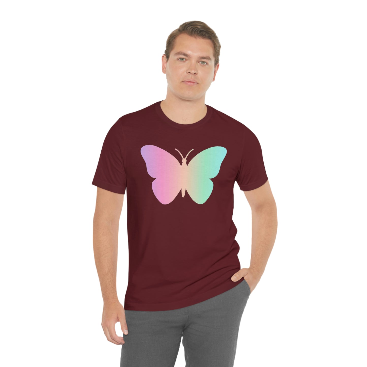 Butterfly Pink and Green Unisex Jersey Short Sleeve Tee