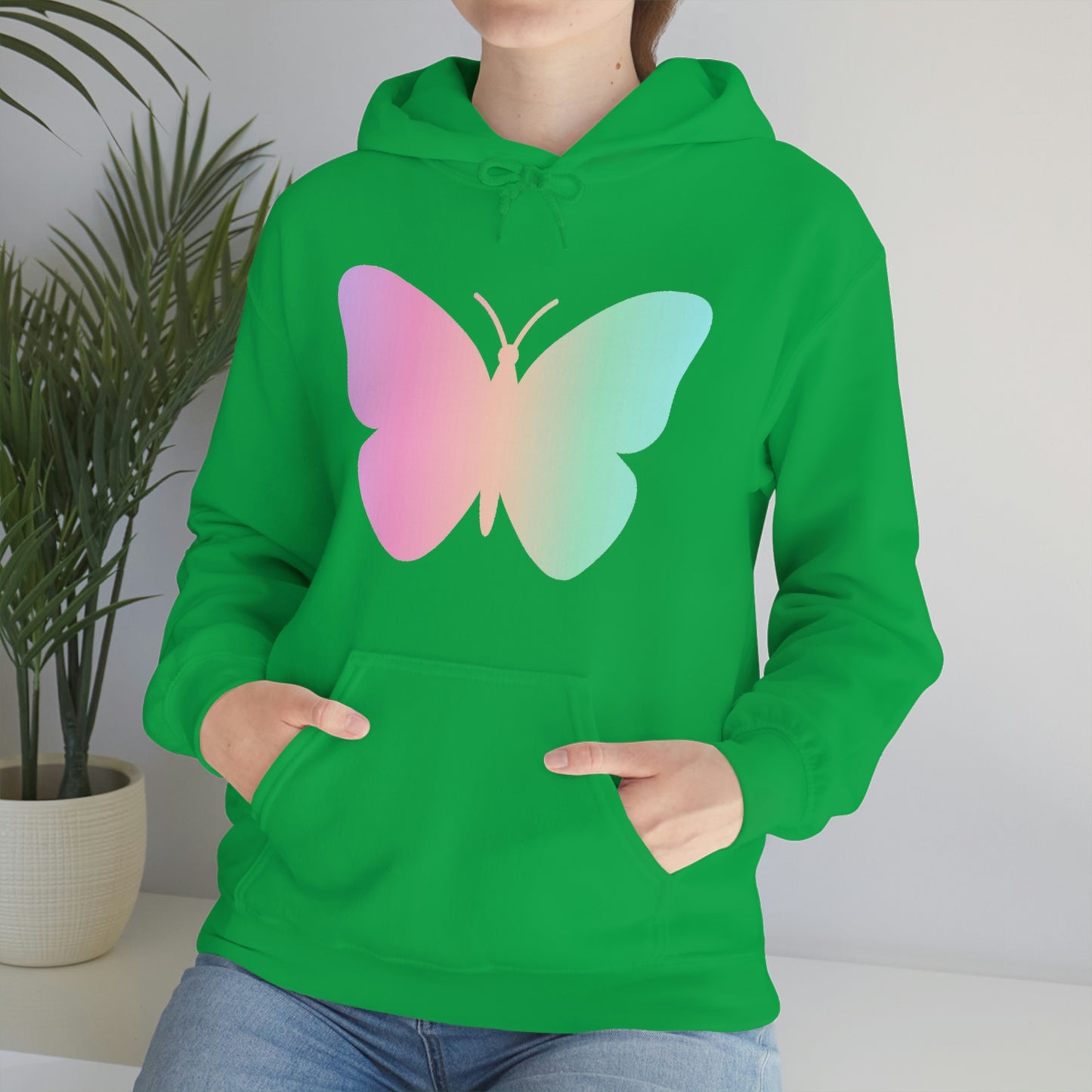 Butterfly Pink and Green Unisex Heavy Blend™ Hooded Sweatshirt