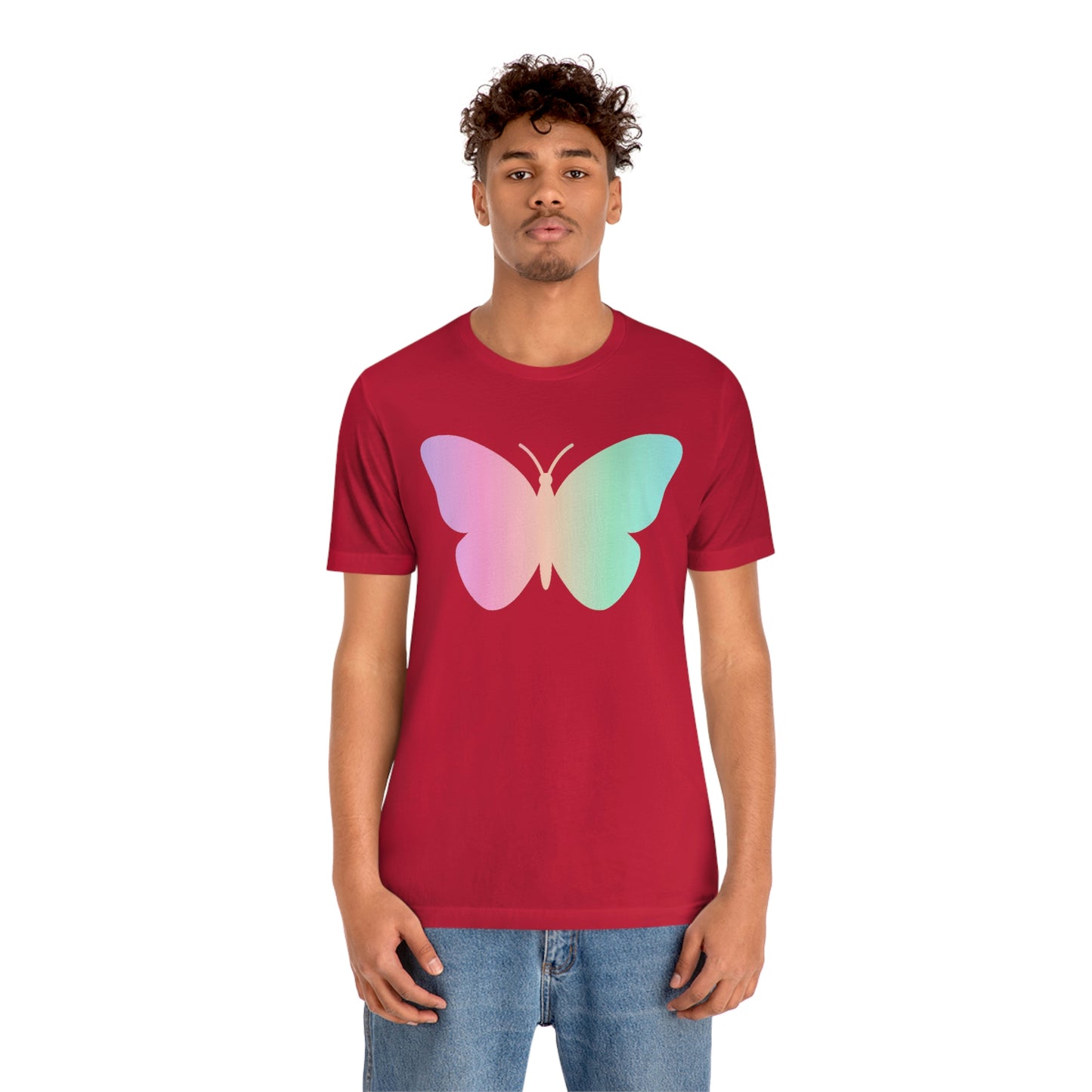 Butterfly Pink and Green Unisex Jersey Short Sleeve Tee