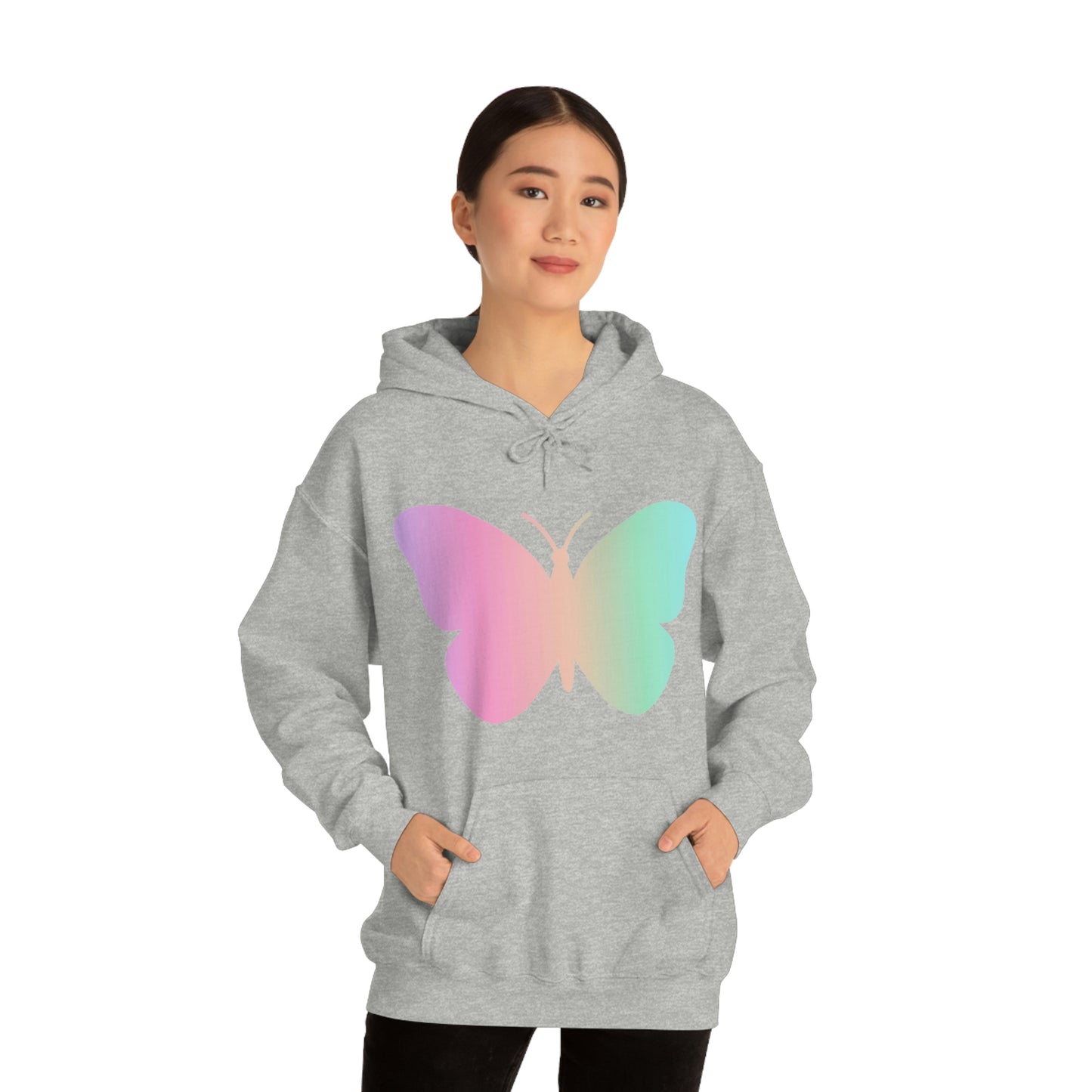 Butterfly Pink and Green Unisex Heavy Blend™ Hooded Sweatshirt