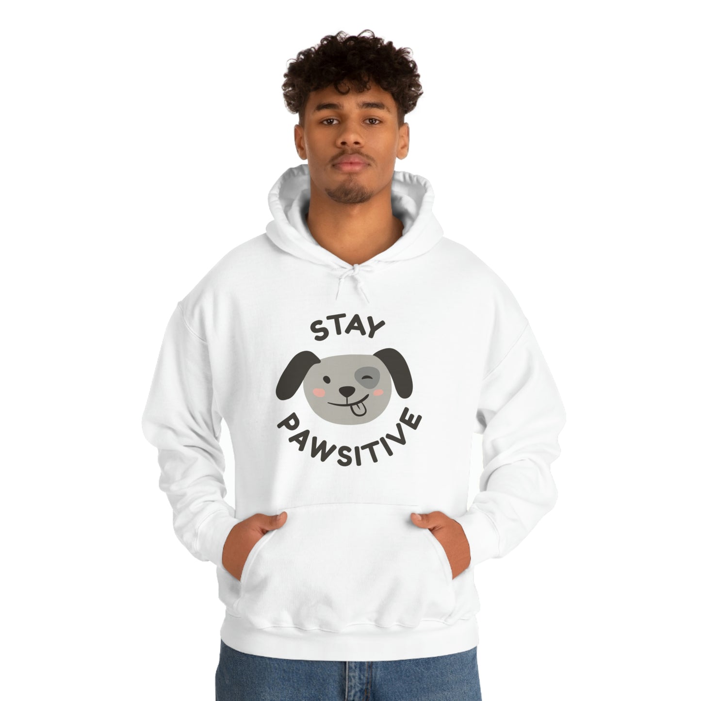 Stay Pawsitive Unisex Heavy Blend™ Hooded Sweatshirt