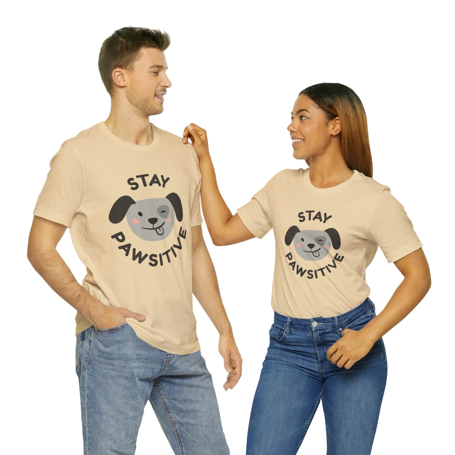 Stay Pawsitive Unisex Jersey Short Sleeve Tee