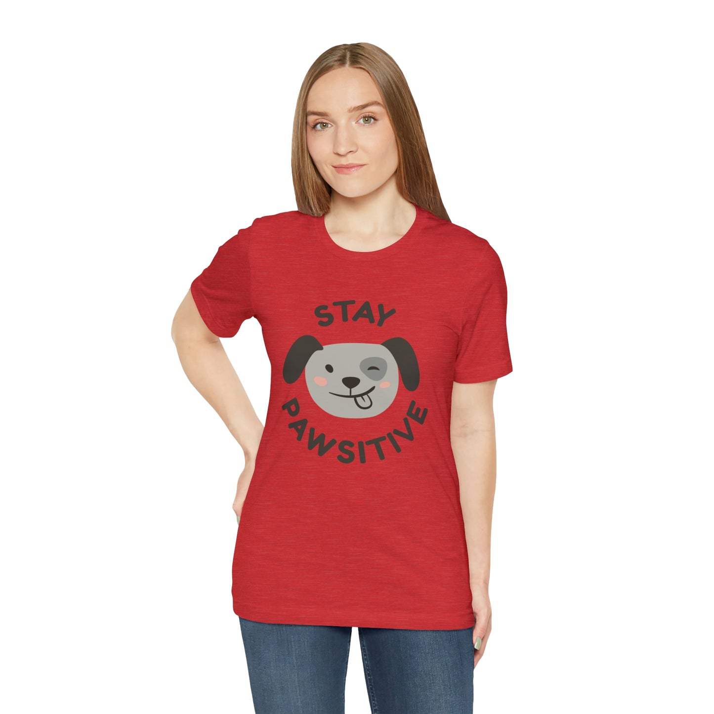 Stay Pawsitive Unisex Jersey Short Sleeve Tee