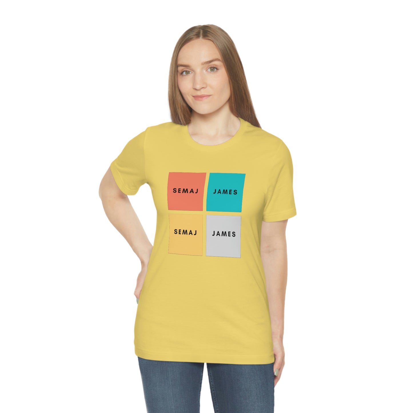 Colorful Square Semaj James Unisex Jersey Short Sleeve Tee