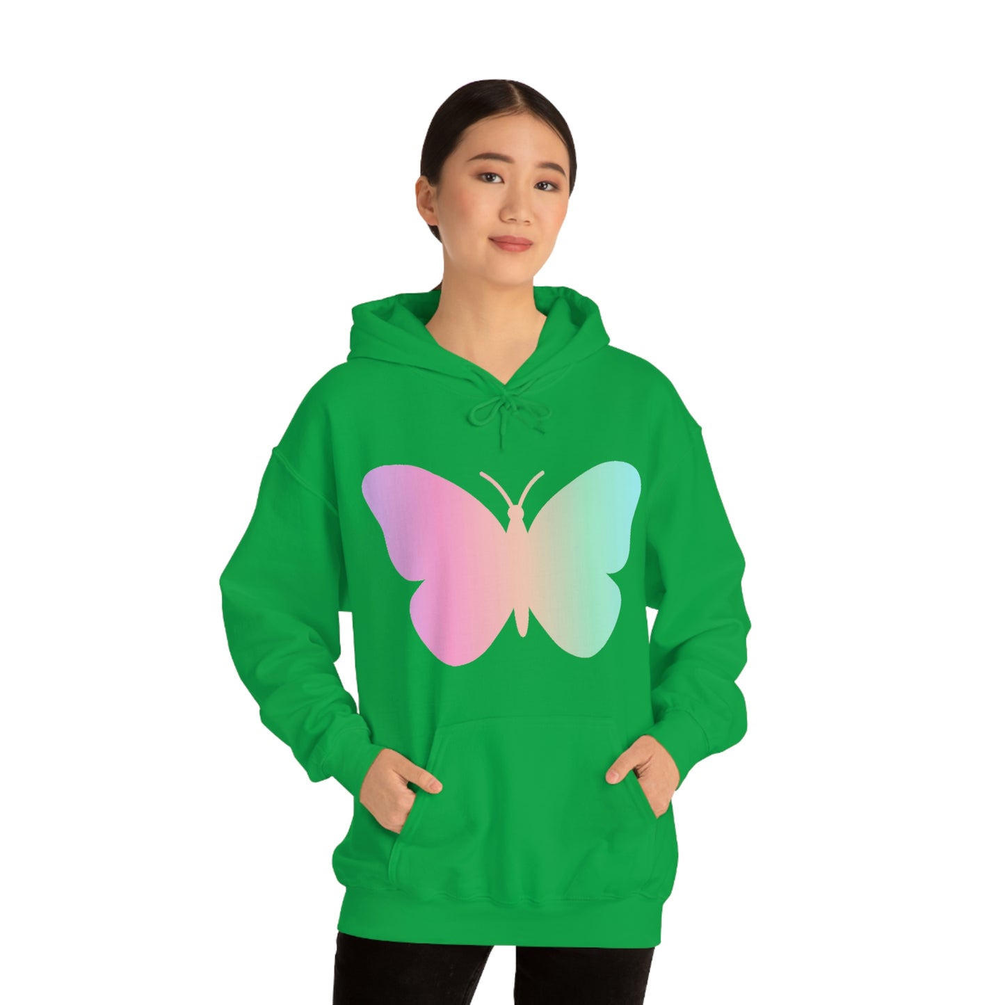 Butterfly Pink and Green Unisex Heavy Blend™ Hooded Sweatshirt