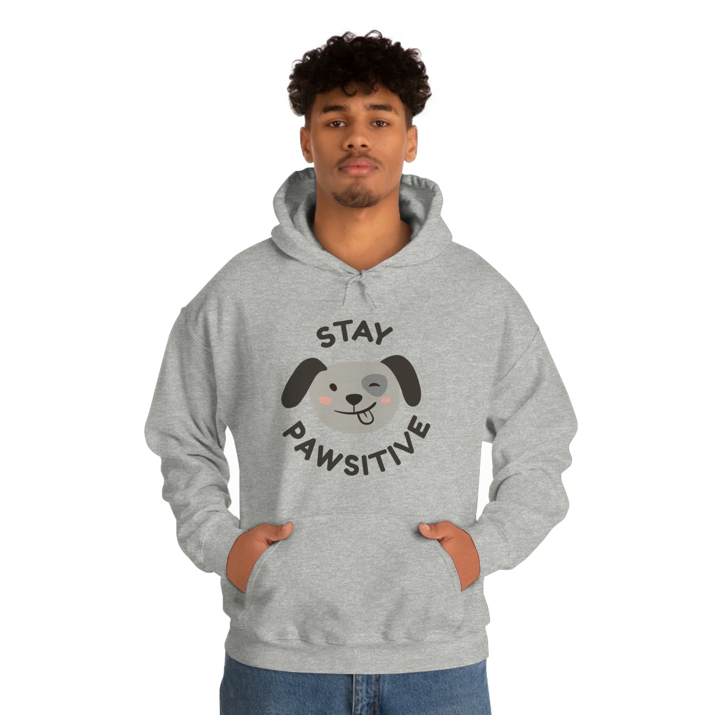 Stay Pawsitive Unisex Heavy Blend™ Hooded Sweatshirt