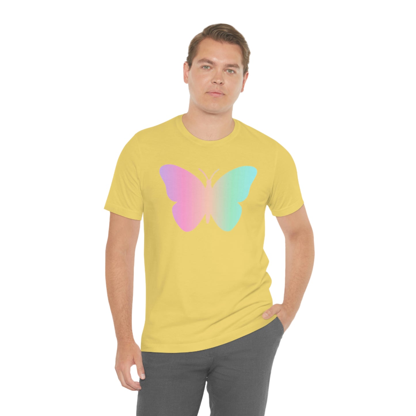 Butterfly Pink and Green Unisex Jersey Short Sleeve Tee