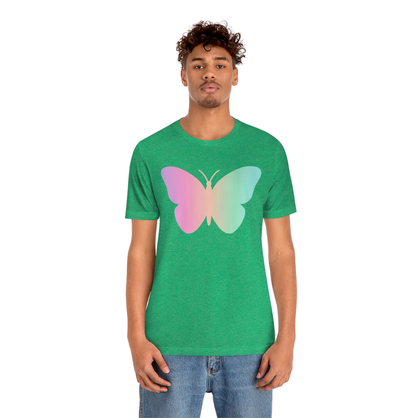 Butterfly Pink and Green Unisex Jersey Short Sleeve Tee