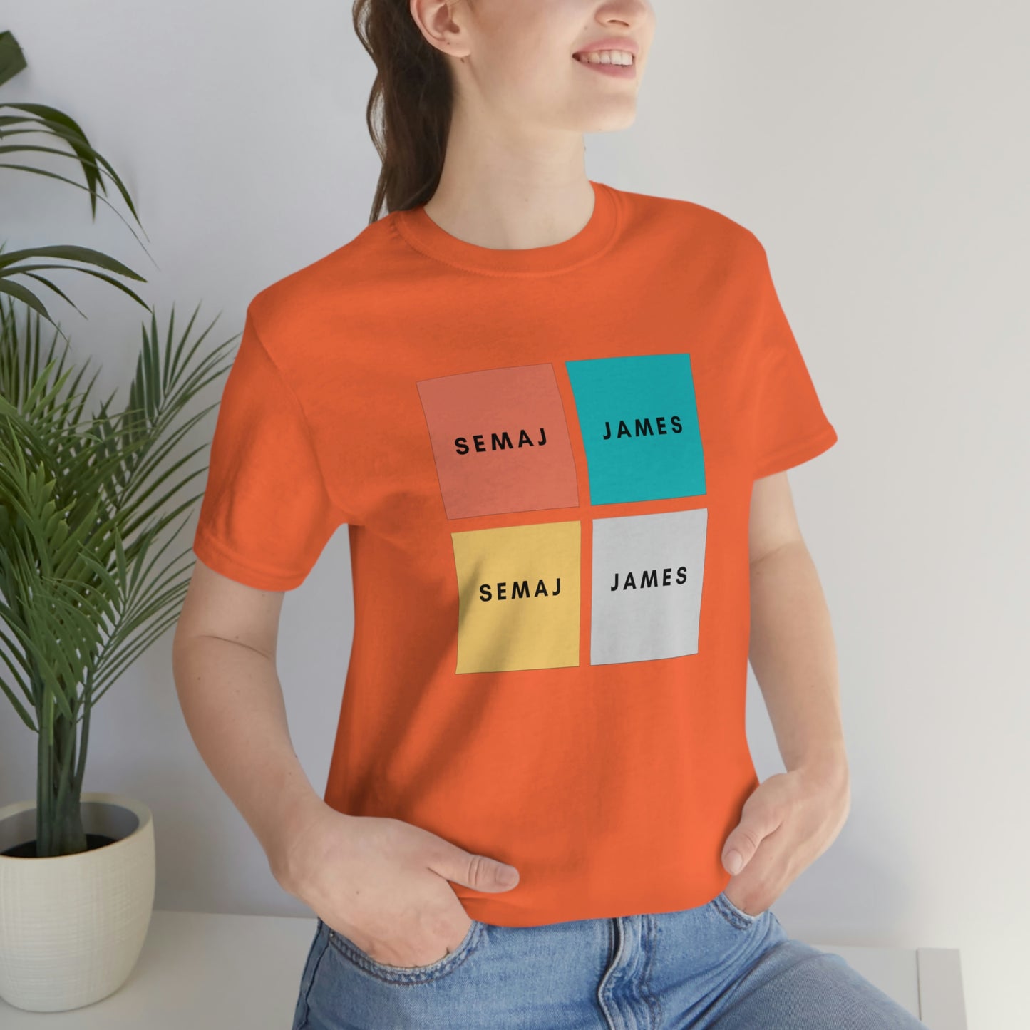 Colorful Square Semaj James Unisex Jersey Short Sleeve Tee