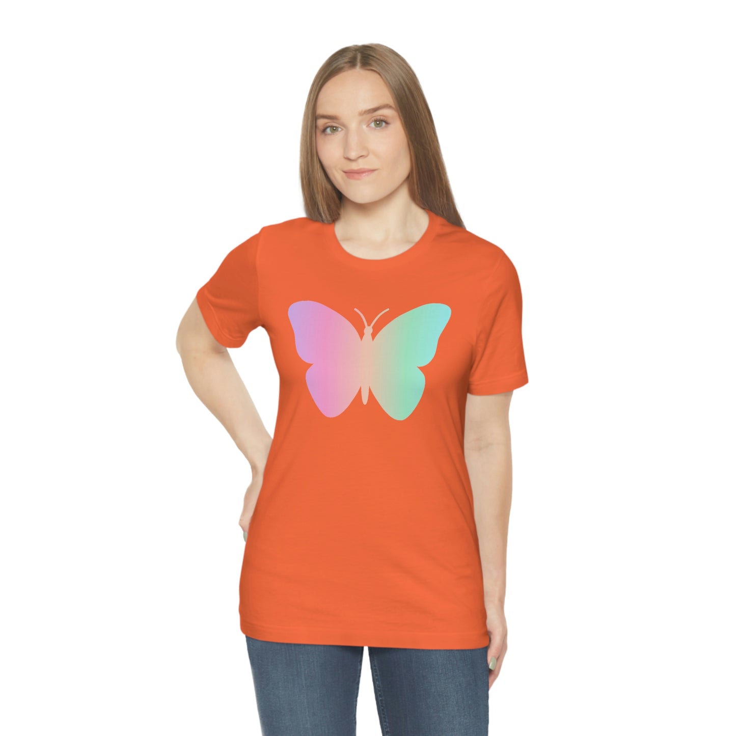 Butterfly Pink and Green Unisex Jersey Short Sleeve Tee