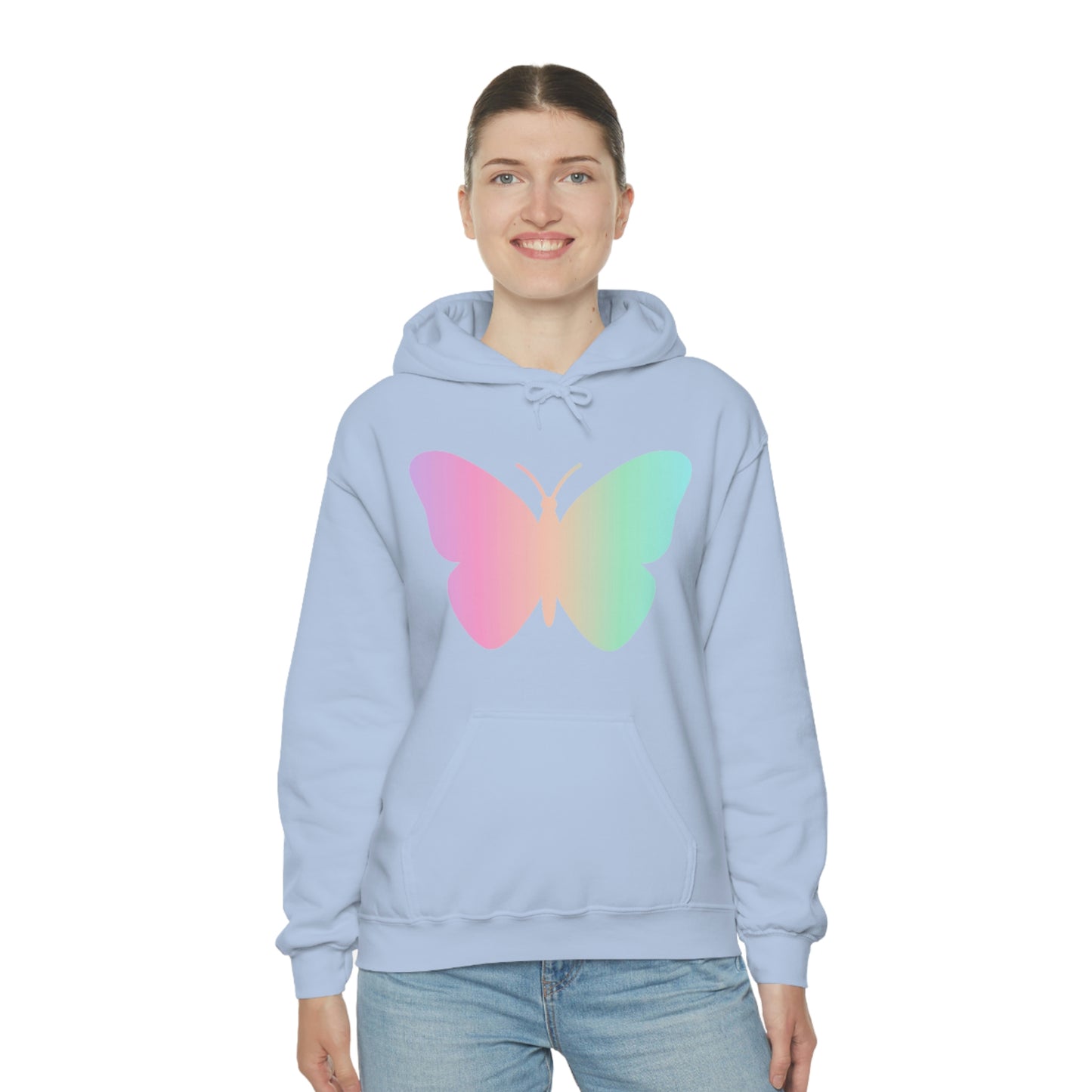 Butterfly Pink and Green Unisex Heavy Blend™ Hooded Sweatshirt