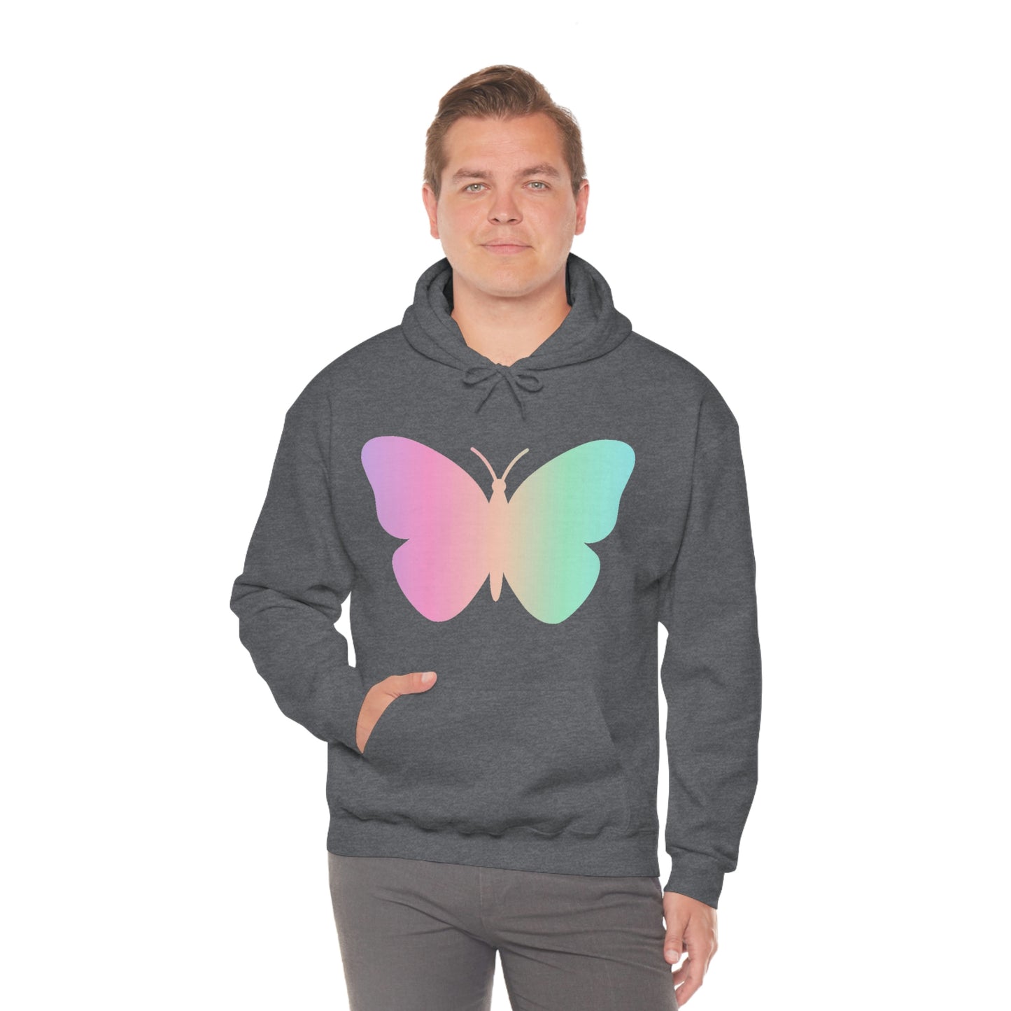 Butterfly Pink and Green Unisex Heavy Blend™ Hooded Sweatshirt