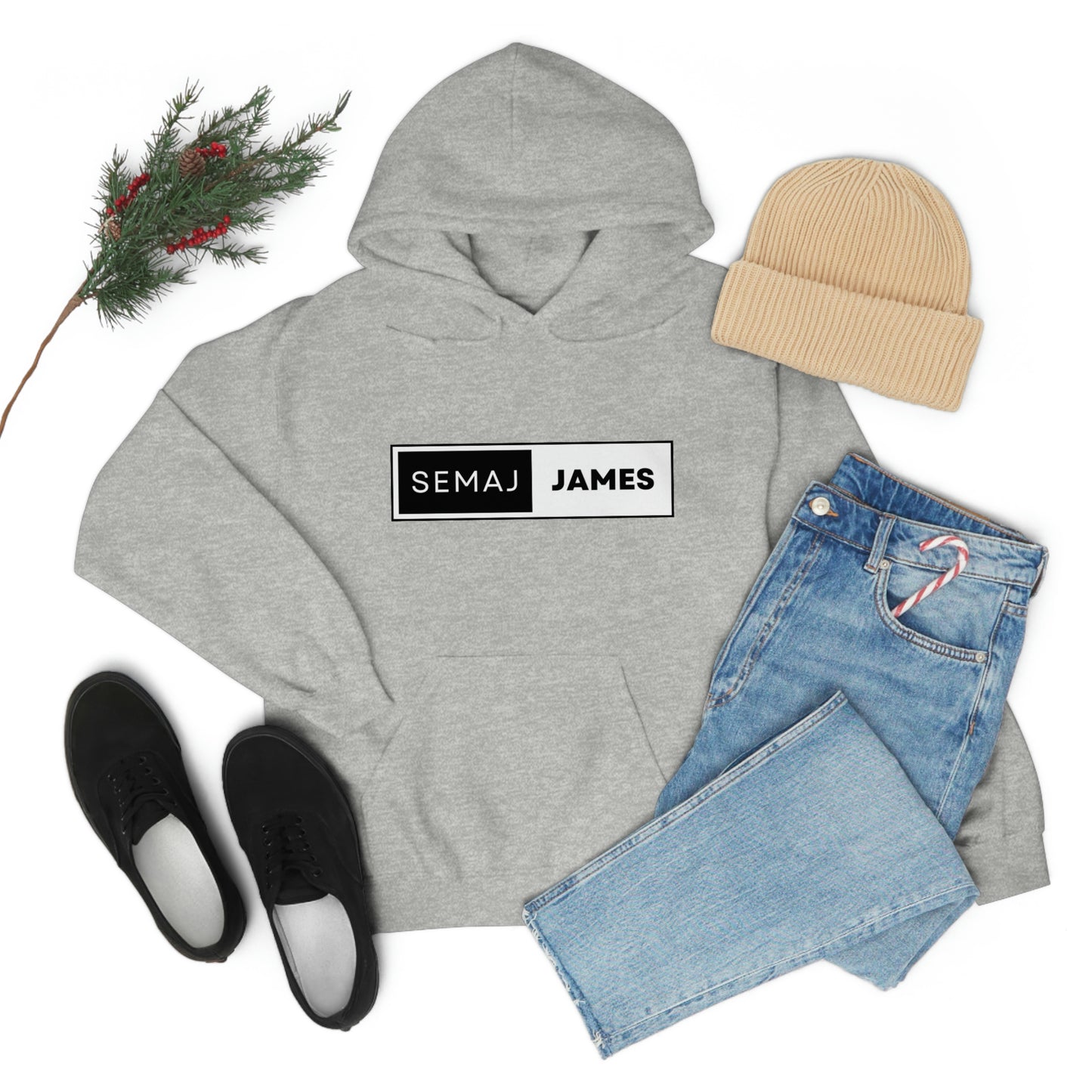 Semaj James Black & White Unisex Heavy Blend™ Hooded Sweatshirt