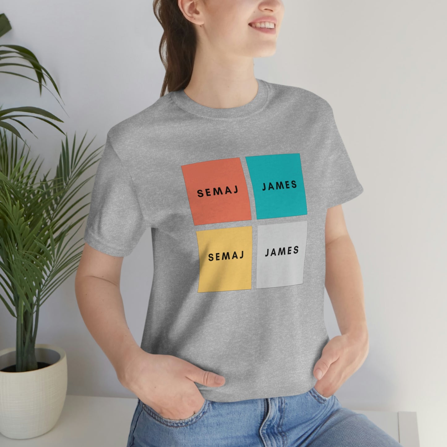 Colorful Square Semaj James Unisex Jersey Short Sleeve Tee