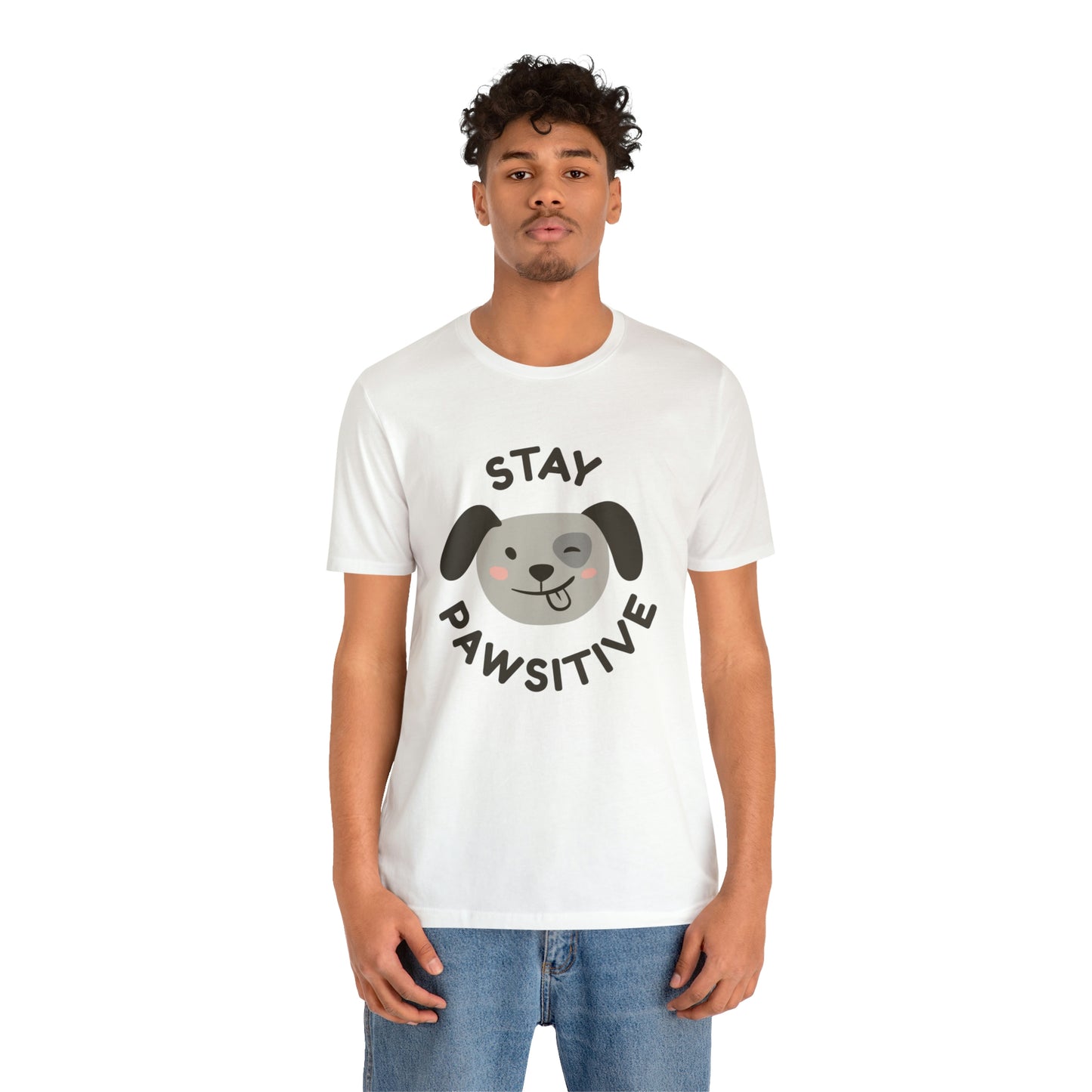 Stay Pawsitive Unisex Jersey Short Sleeve Tee