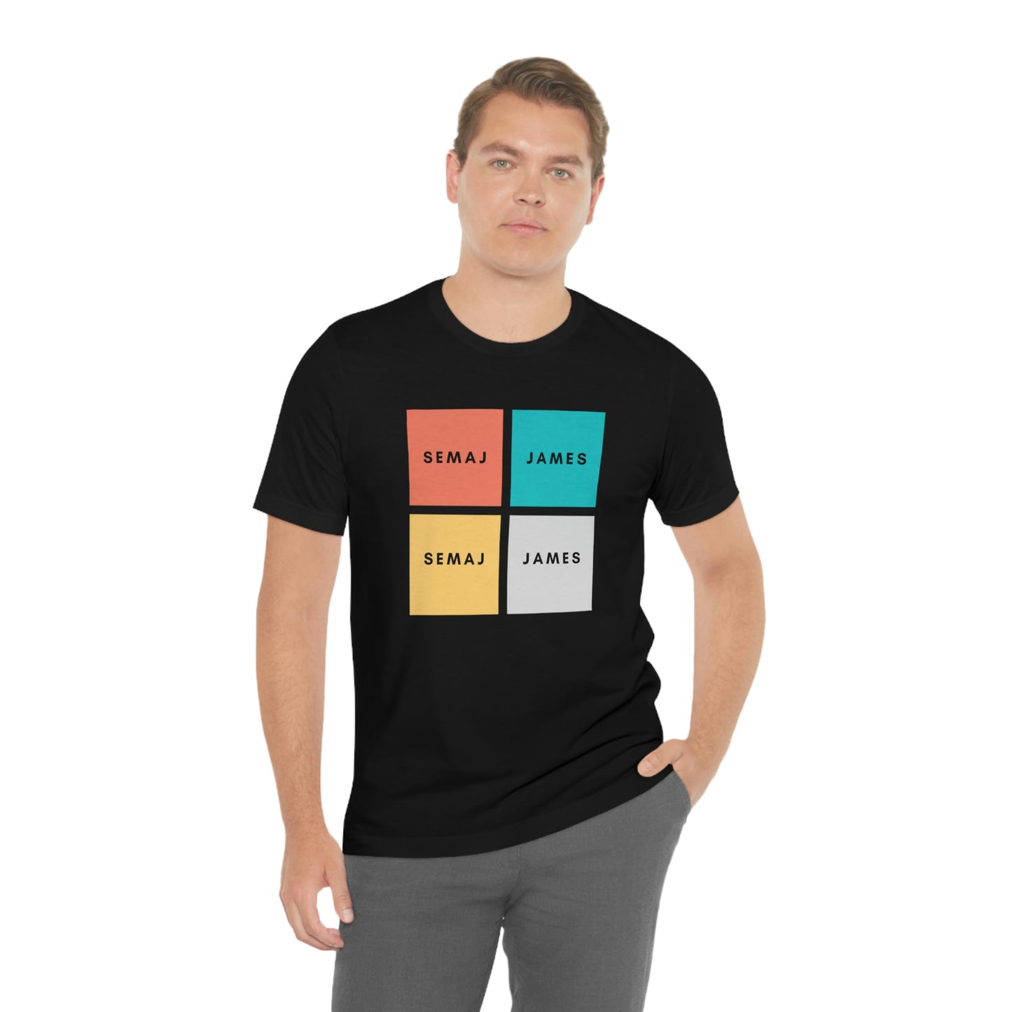 Colorful Square Semaj James Unisex Jersey Short Sleeve Tee