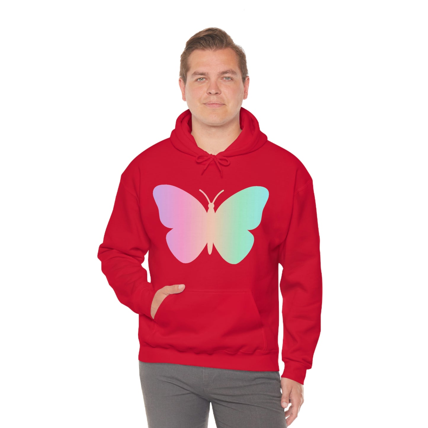 Butterfly Pink and Green Unisex Heavy Blend™ Hooded Sweatshirt