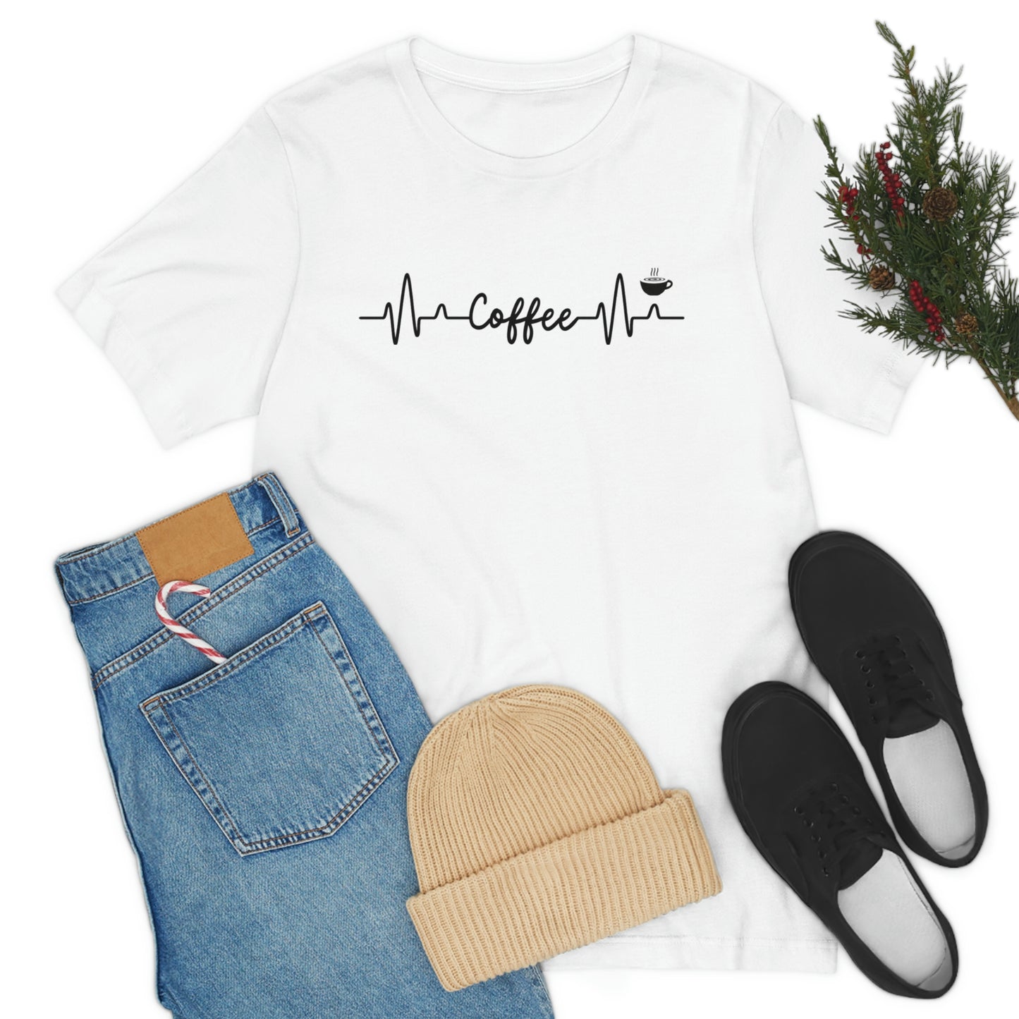 Coffee Heartbeat Unisex Jersey Short Sleeve Tee