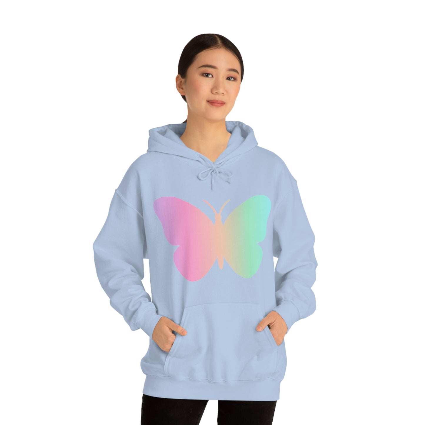 Butterfly Pink and Green Unisex Heavy Blend™ Hooded Sweatshirt